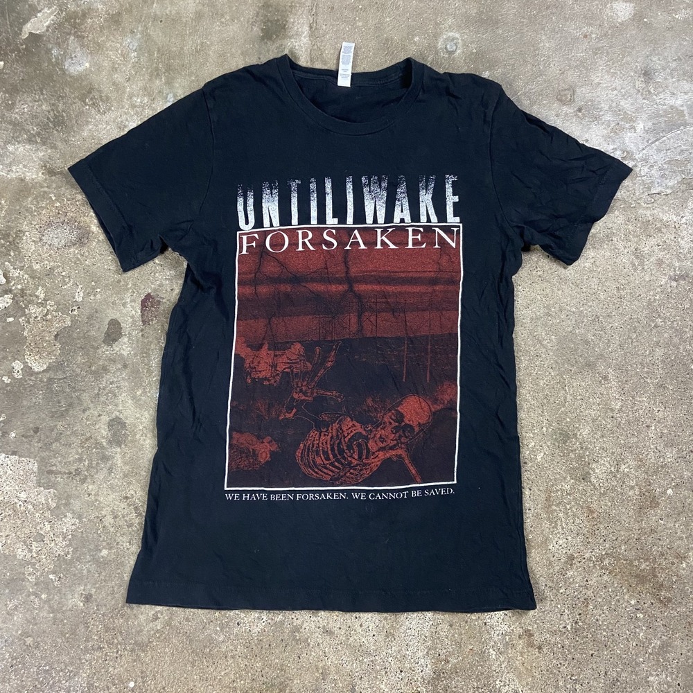 Until I Wake Band T-Shirt Size Medium Black Forsaken Skeleton Metal Graphic